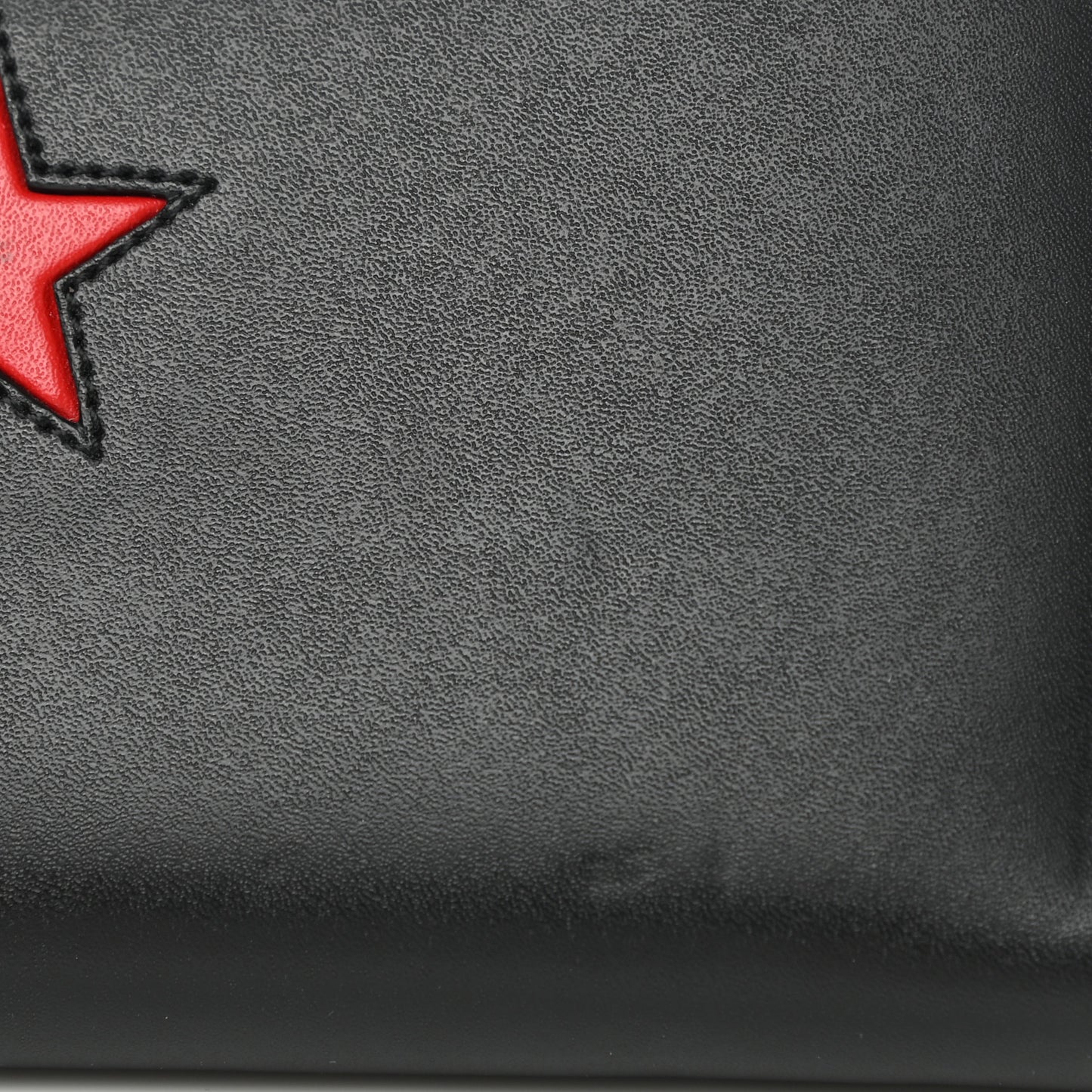 Calfskin Star Pandora Zip Around Wallet Black Red