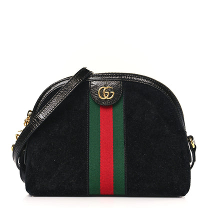 Gucci Suede Patent Web GG Small Ophidia Dome Shoulder Bag Black 1 of 9