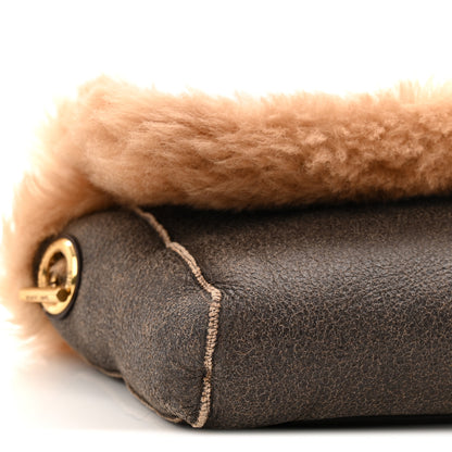 Saint Laurent Shearling Calfskin Small Reversible Monogram Kate Satchel Ecru Dark Brown 15 of 17