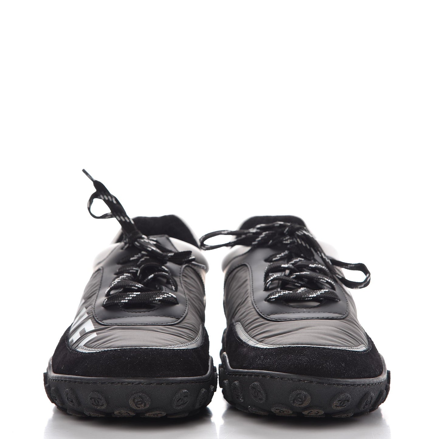 Nylon Calfskin Suede CC Sneakers 40 Grey Black White