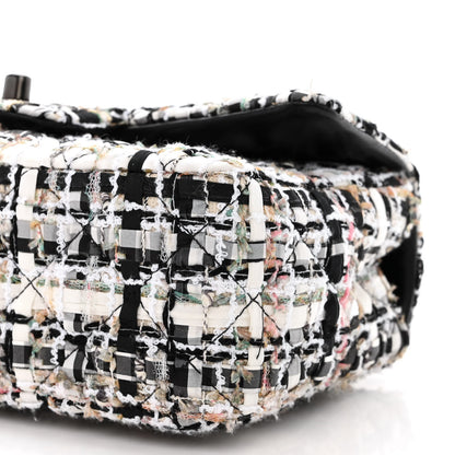 Chanel Tweed Quilted Mini Rectangular Flap White Black Multicolor 10 of 11