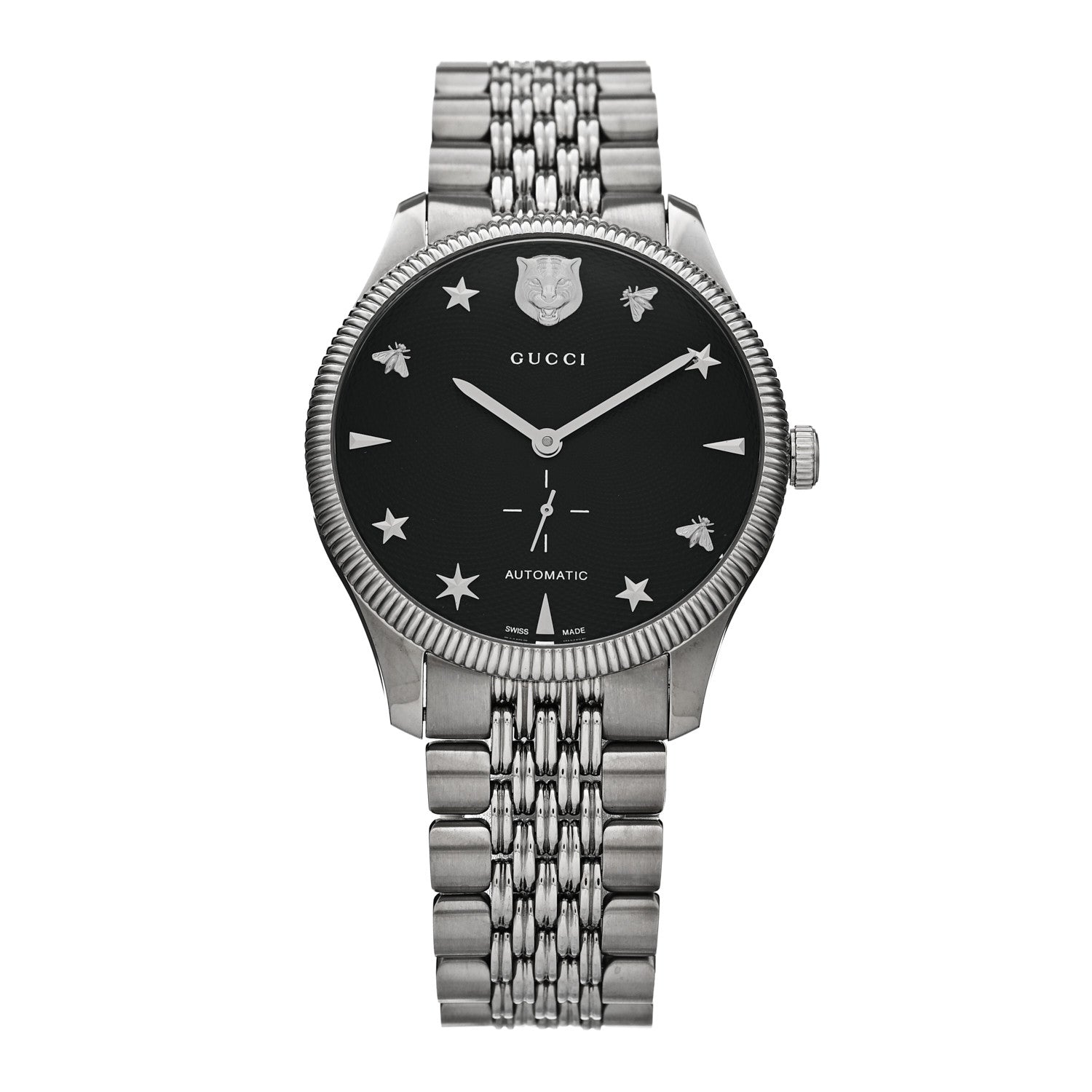 Gucci Stainless Steel 40mm G-Timeless Charm Automatic Watch Black Black 1 of 4