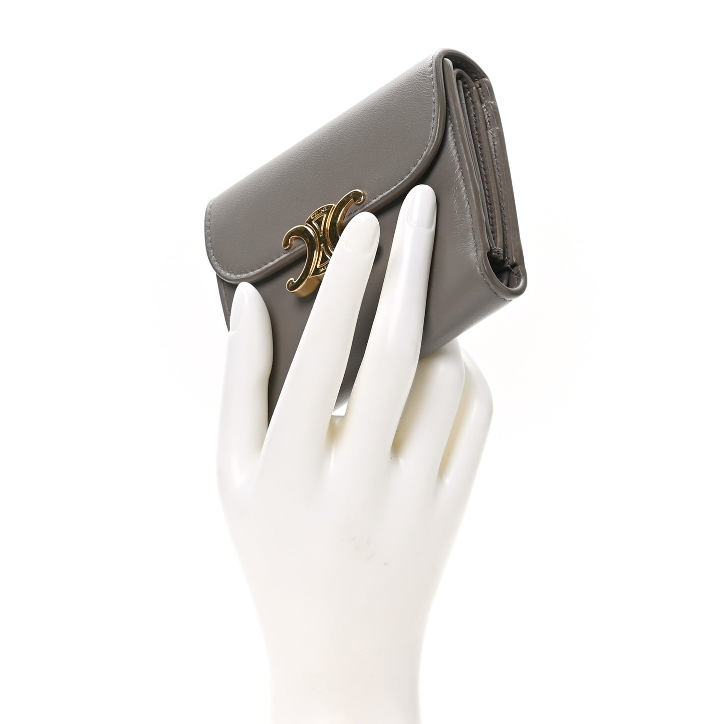 Shiny Smooth Lambskin Small Triomphe Wallet Pebble