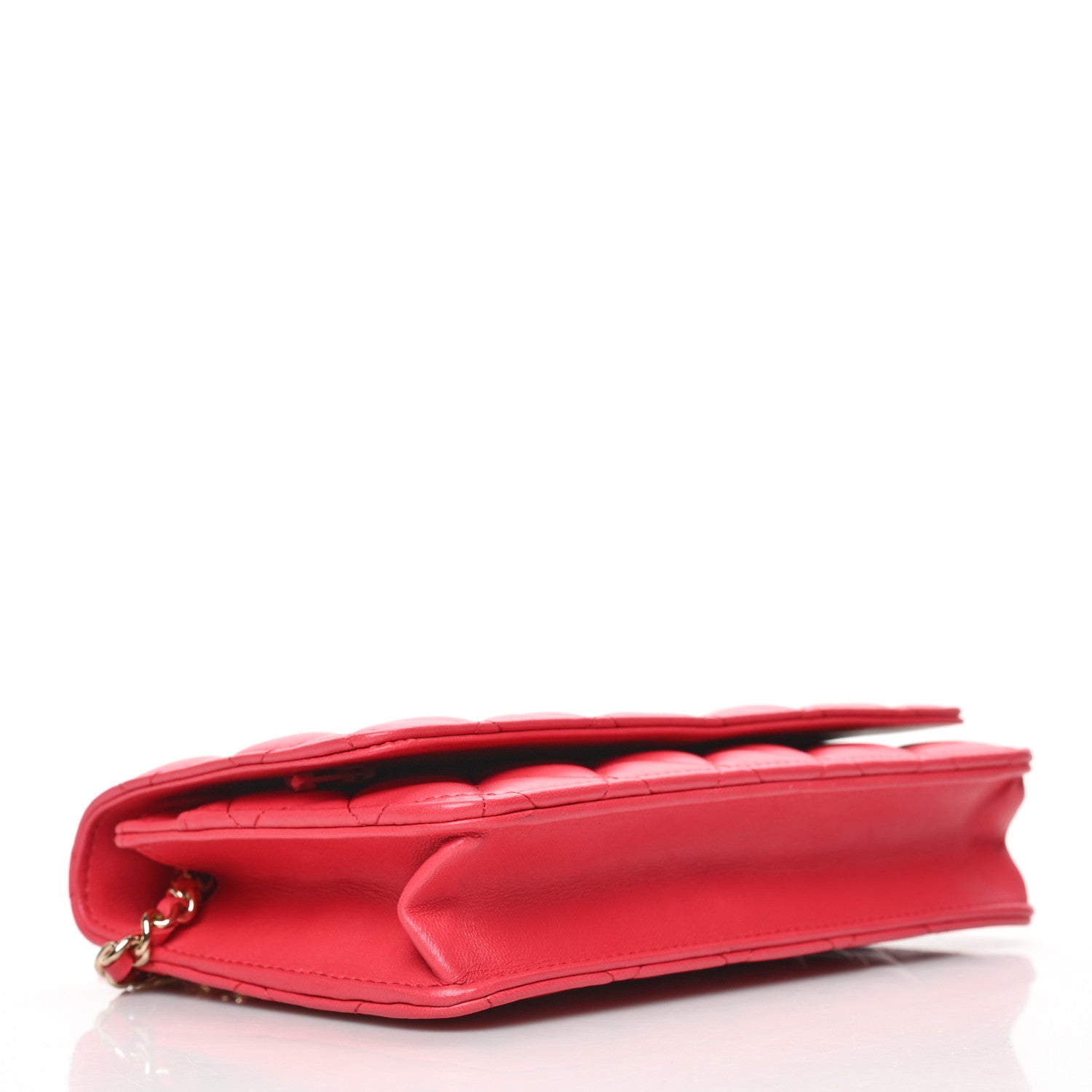 Chanel Lambskin Quilted Wallet On Chain WOC Light Red 3 of 10