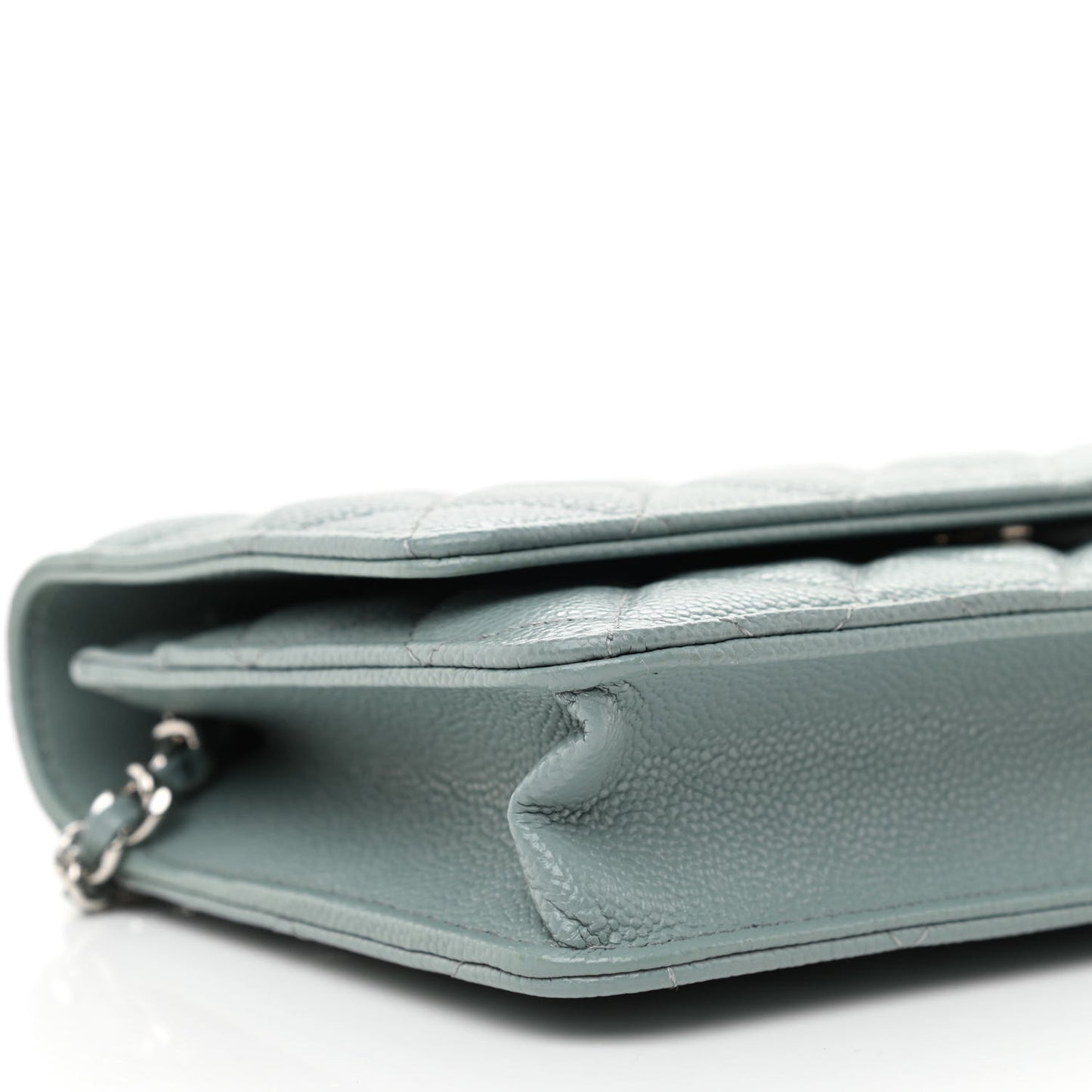 Caviar Quilted Wallet On Chain WOC Light Blue