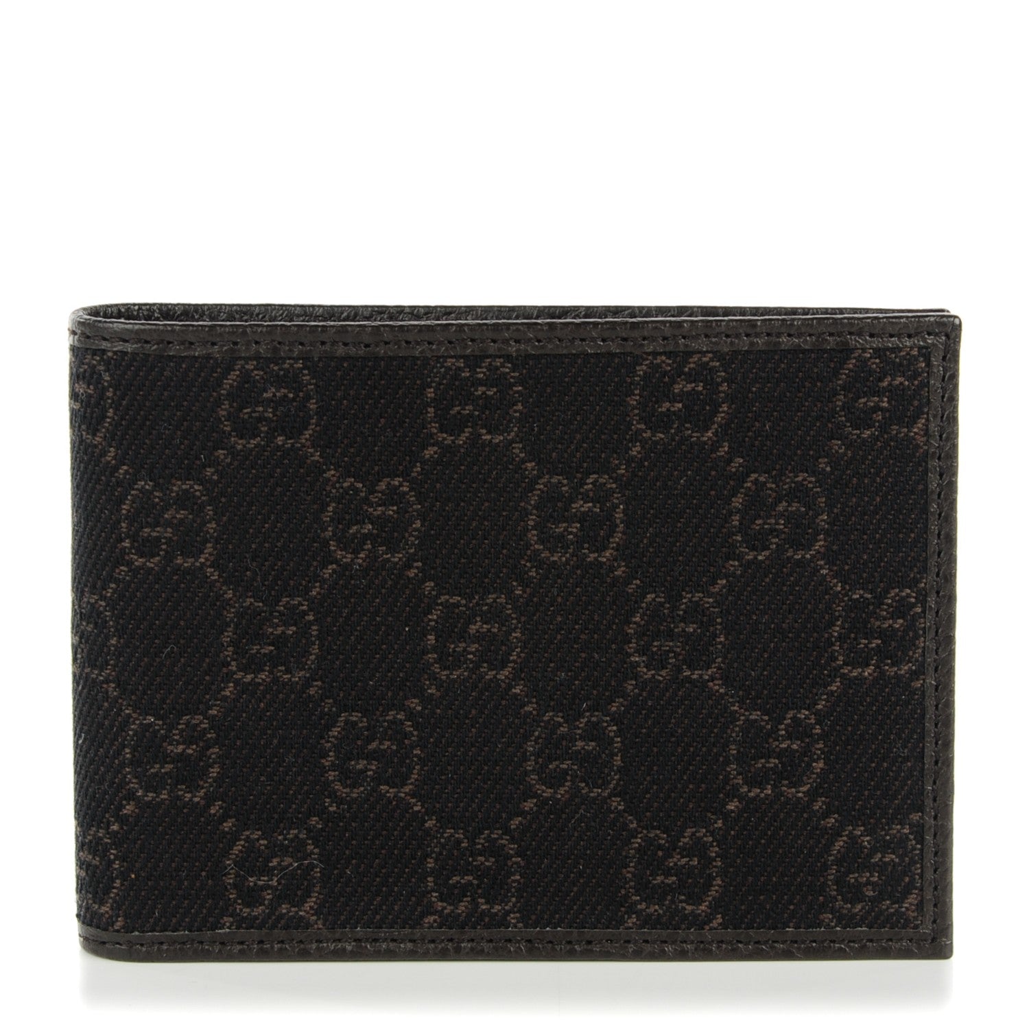 Gucci Denim Monogram Bi-Fold Wallet Dark Brown 1 of 14