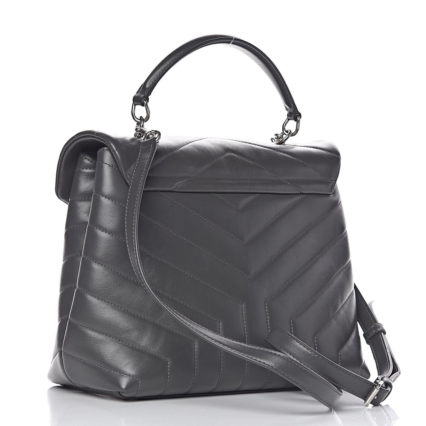Calfskin Y Quilted Monogram Medium Loulou Satchel Kaki Fonce