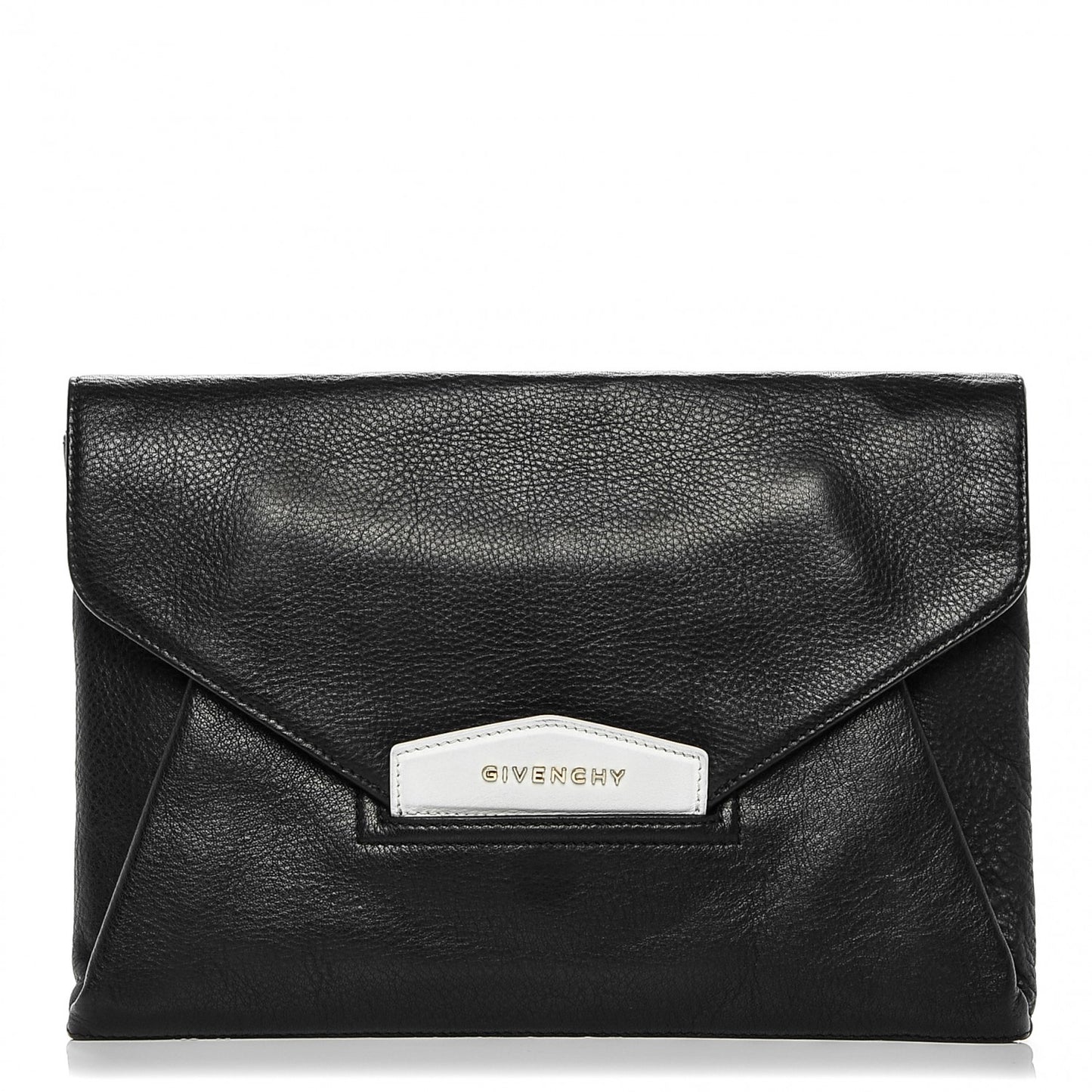 Grained Goatskin Antigona Envelope Clutch Black