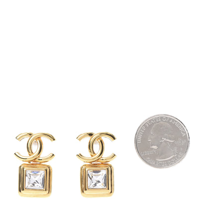 Chanel Large Crystal CC Drop Earrings Gold 2 of 6