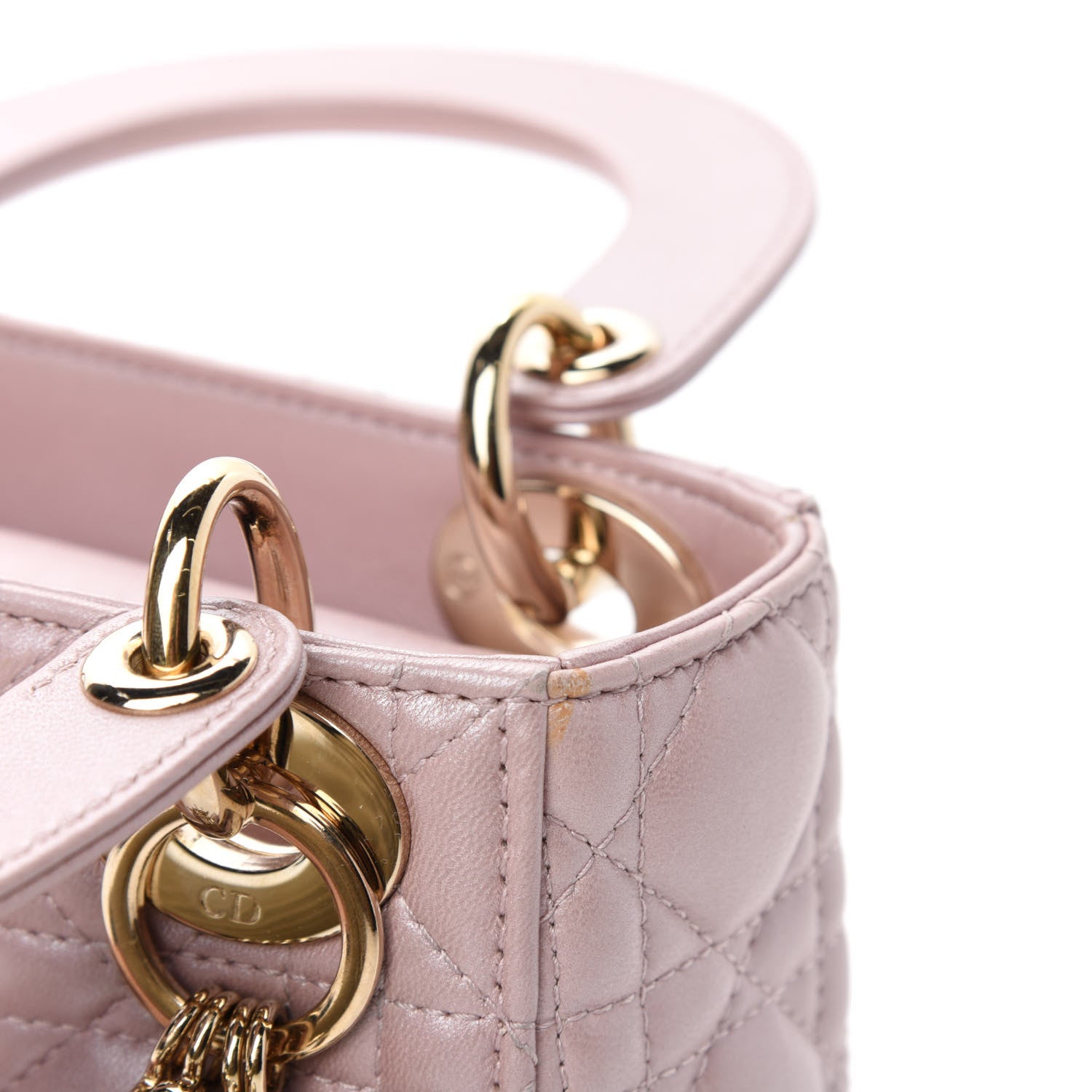 Christian Dior Metallic Lambskin Cannage Mini Lady Dior Lotus 8 of 11