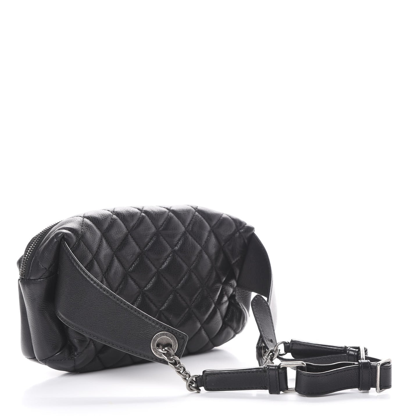 Calfskin Quilted Waist Bag Black