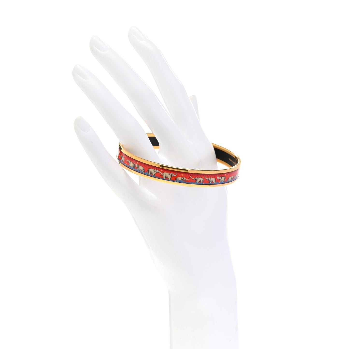 Enamel Printed Elephants Grazing Narrow Bracelet