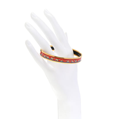 Hermes Enamel Printed Elephants Grazing Narrow Bracelet 2 of 6