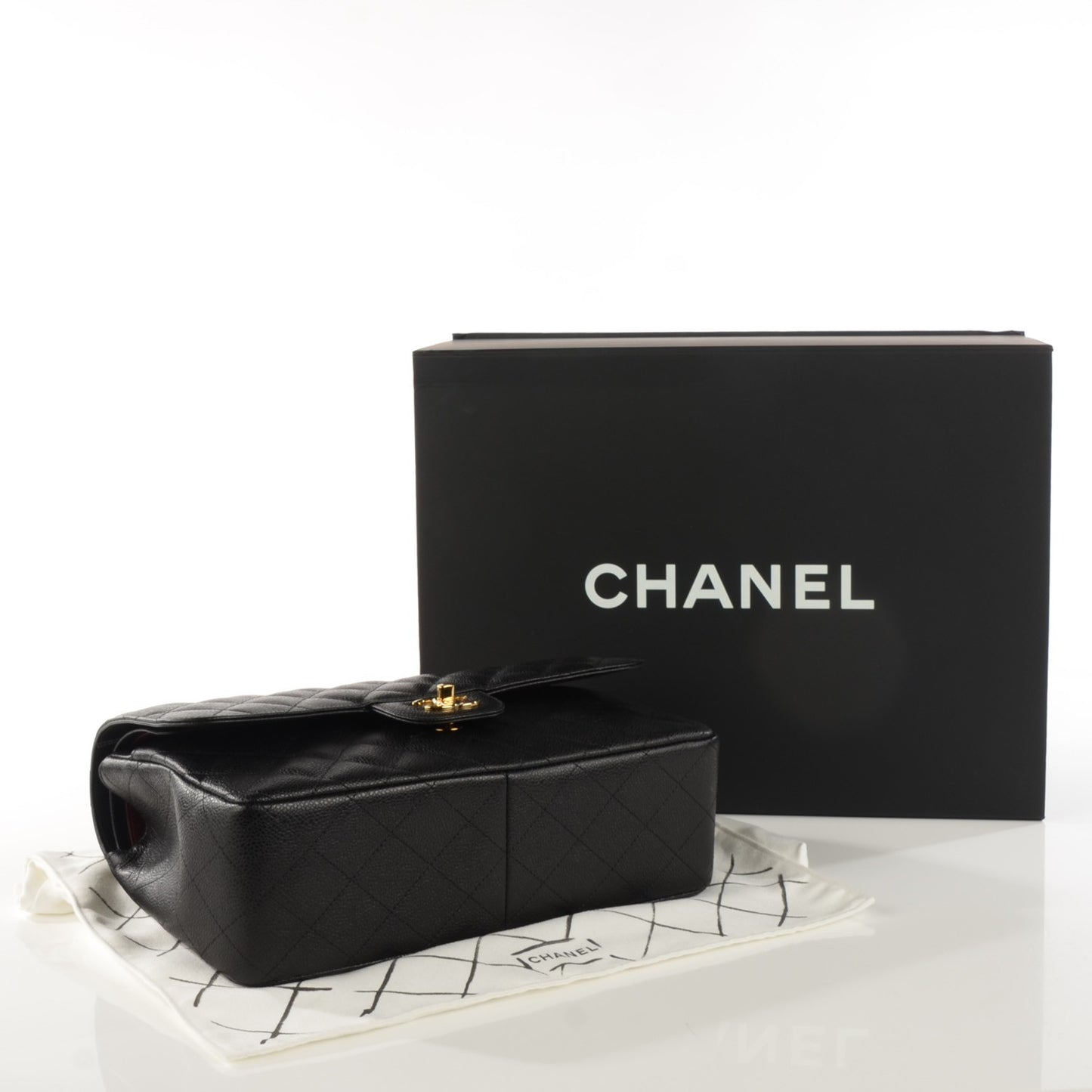 Caviar Quilted Jumbo Double Flap Black