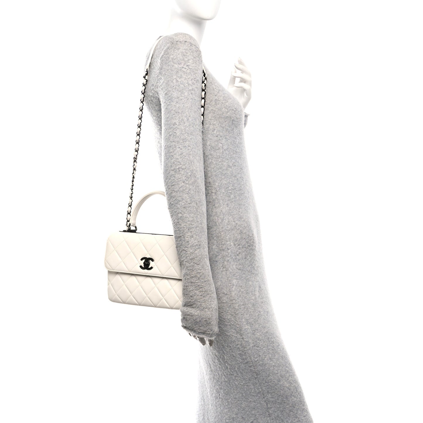 Lambskin Quilted Small Trendy CC Dual Handle Flap Bag White