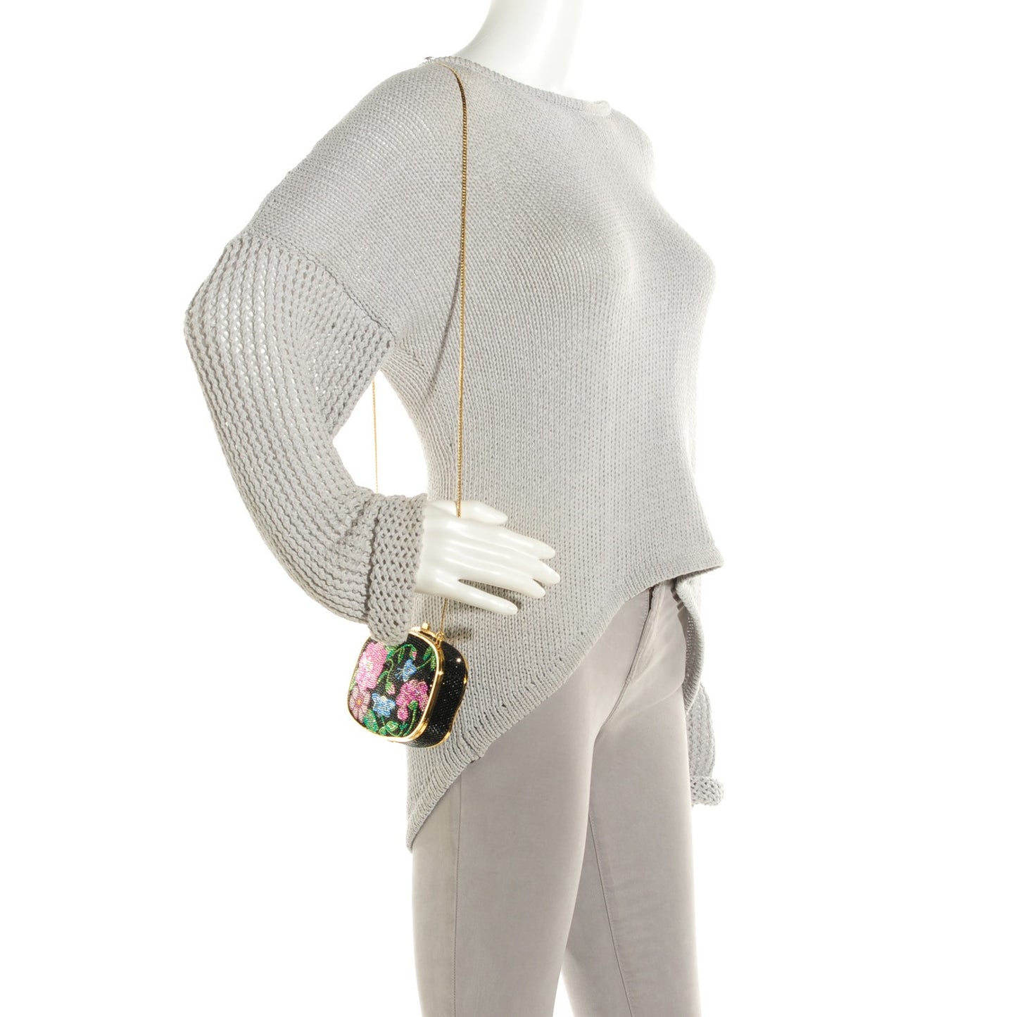 Swarovski Crystal Floral Miniaudiere Clutch