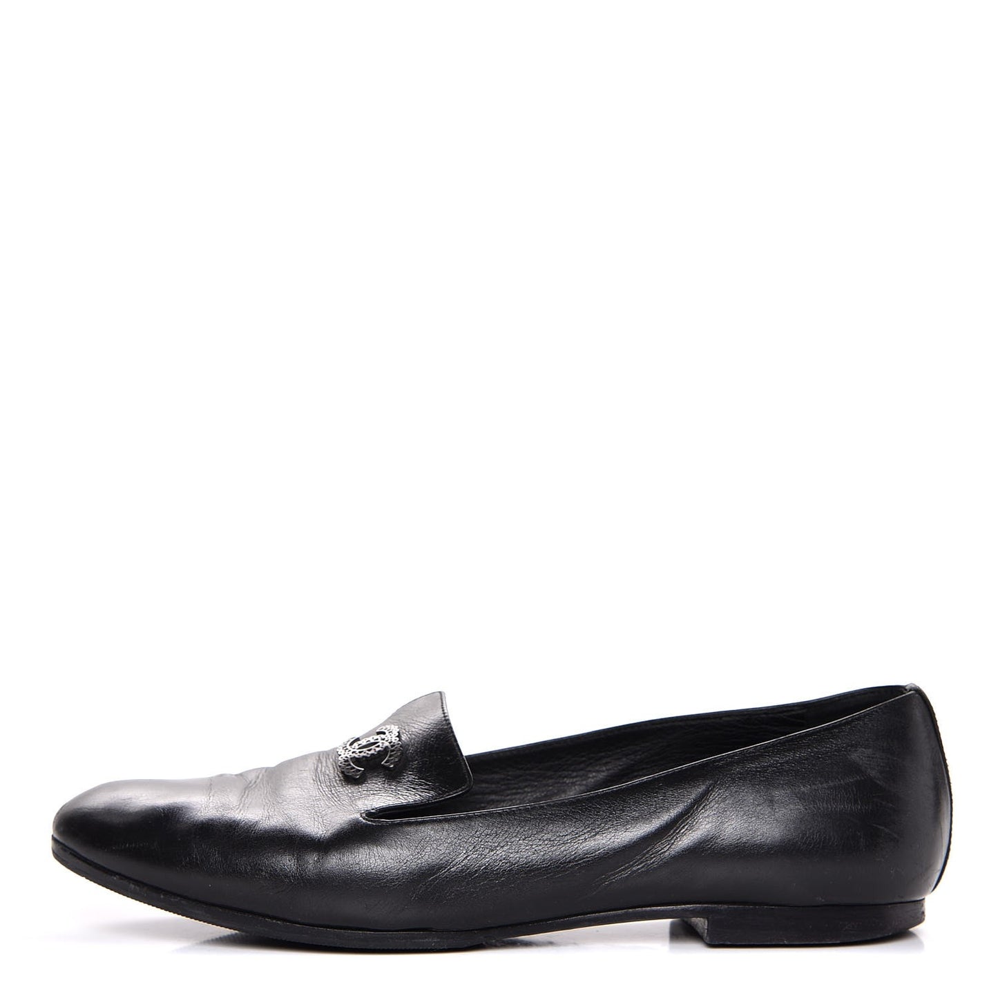 Calfskin CC Chain Loafers 38 Black