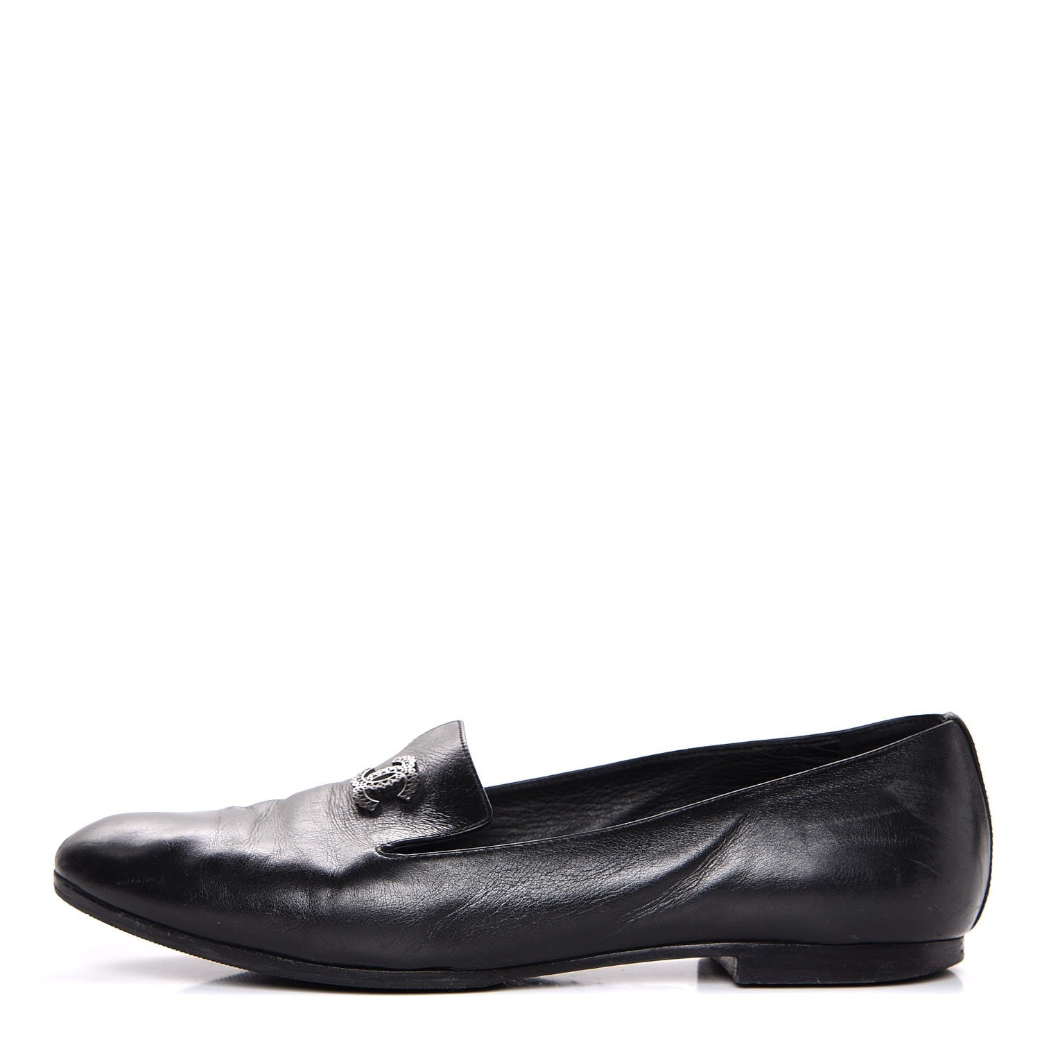 Chanel Calfskin CC Chain Loafers 38 Black 1 of 9