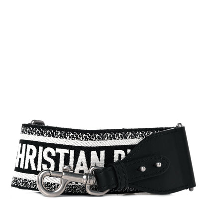 Christian Dior Canvas Embroidered Shoulder Strap Black White 1 of 9