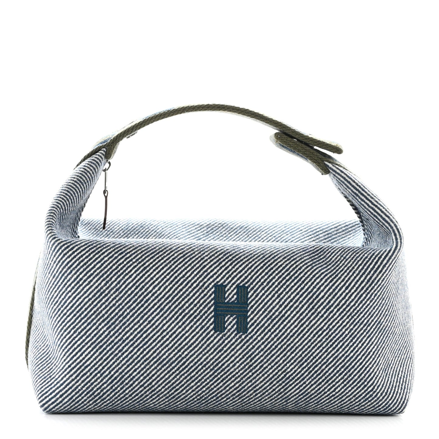 Wool Large Bride-A-Brac H Natte Pouch Bleu Abysse