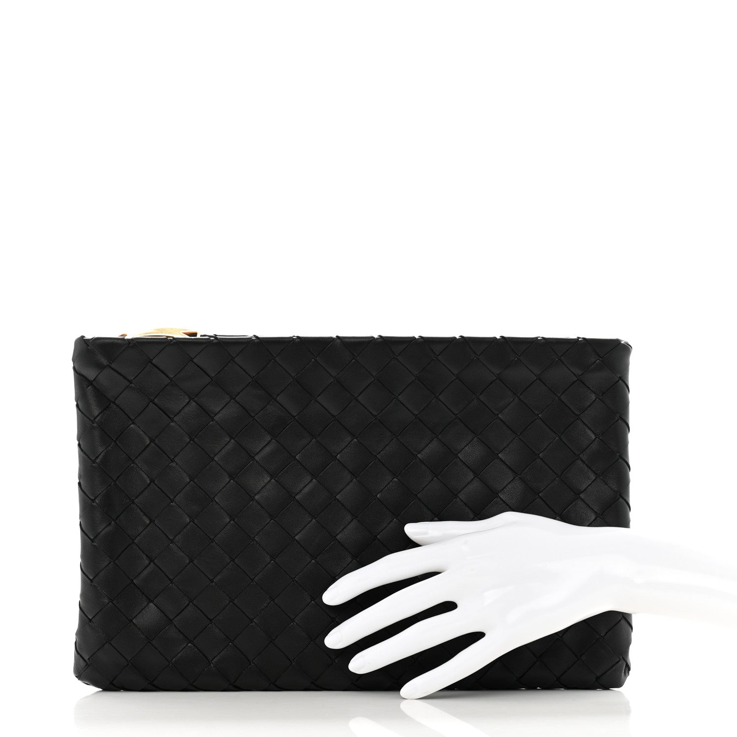 Bottega Veneta Nappa Intrecciato Zip Pouch Camel Black 2 of 9