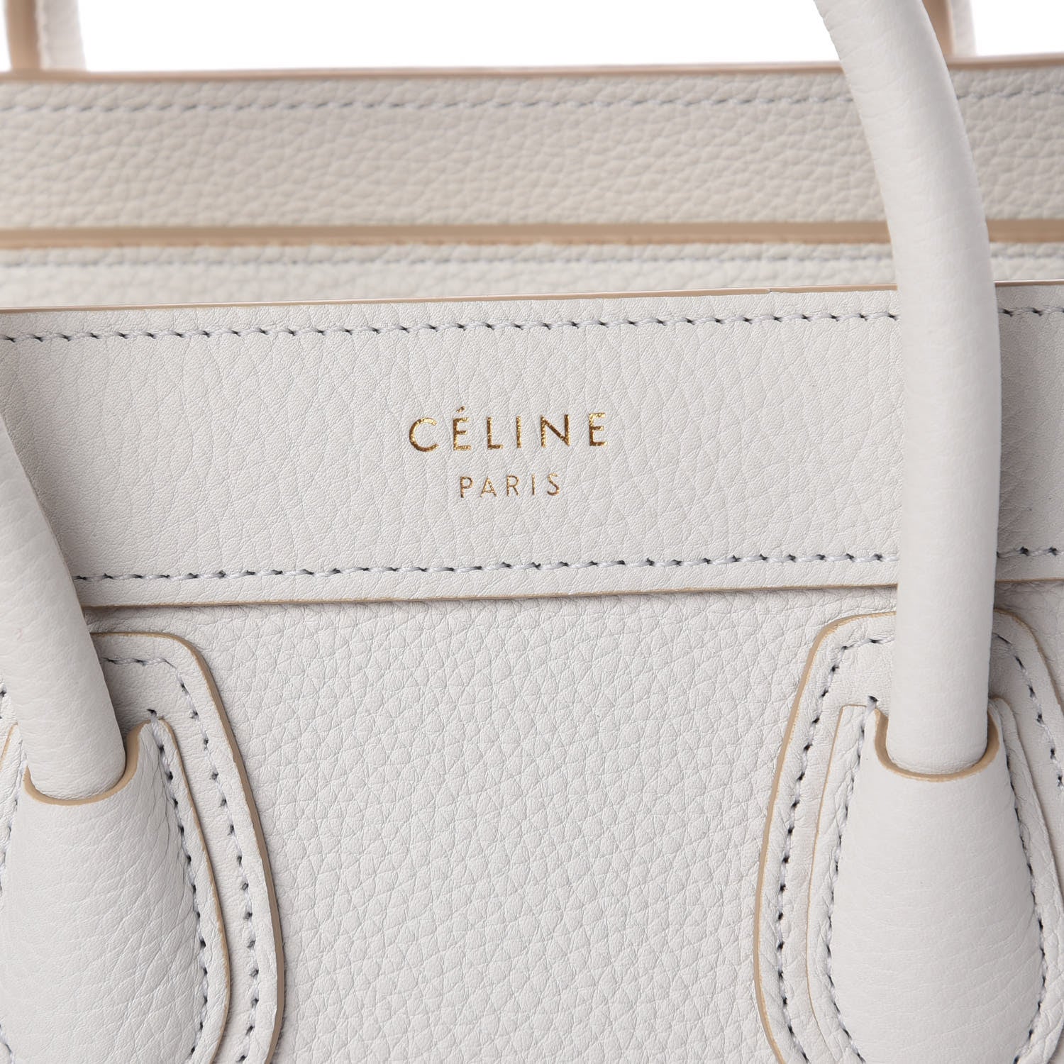 Celine Drummed Calfskin Nano Luggage White 6 of 10