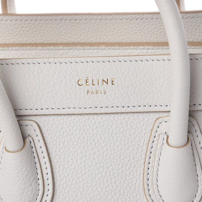 Celine Drummed Calfskin Nano Luggage White 6 of 10