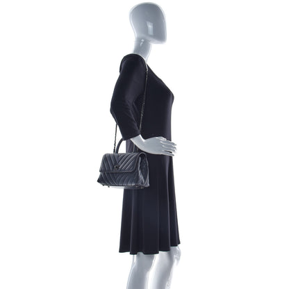 Chanel Caviar Chevron Quilted Mini Coco Handle Flap So Black 2 of 14