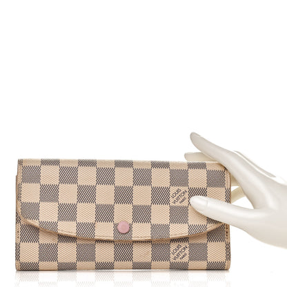 Louis Vuitton Damier Azur Emilie Wallet Rose Ballerine 2 of 10