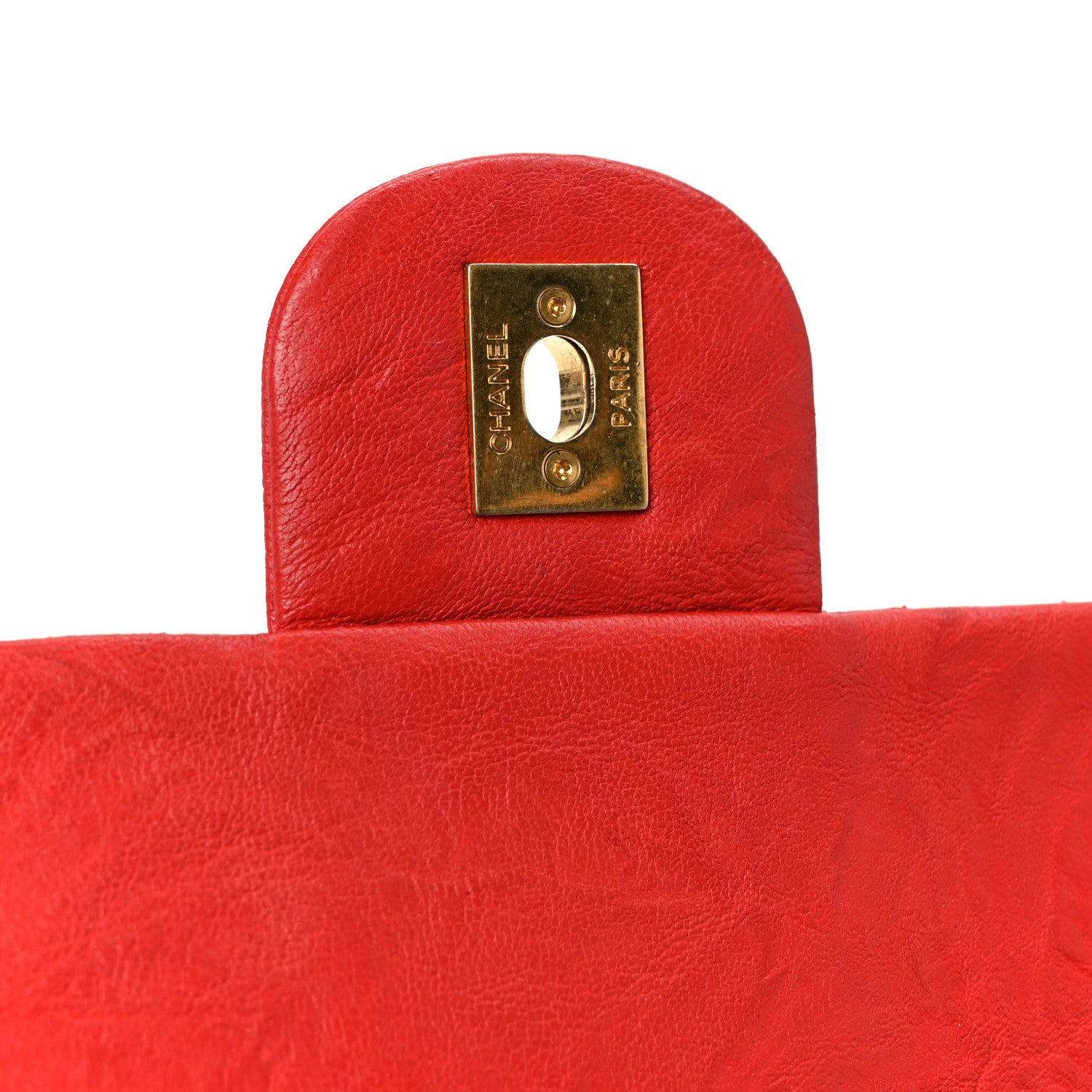 Chanel Wrinkled Lambskin Chevron Quilted Medium Flap Red 7 of 12