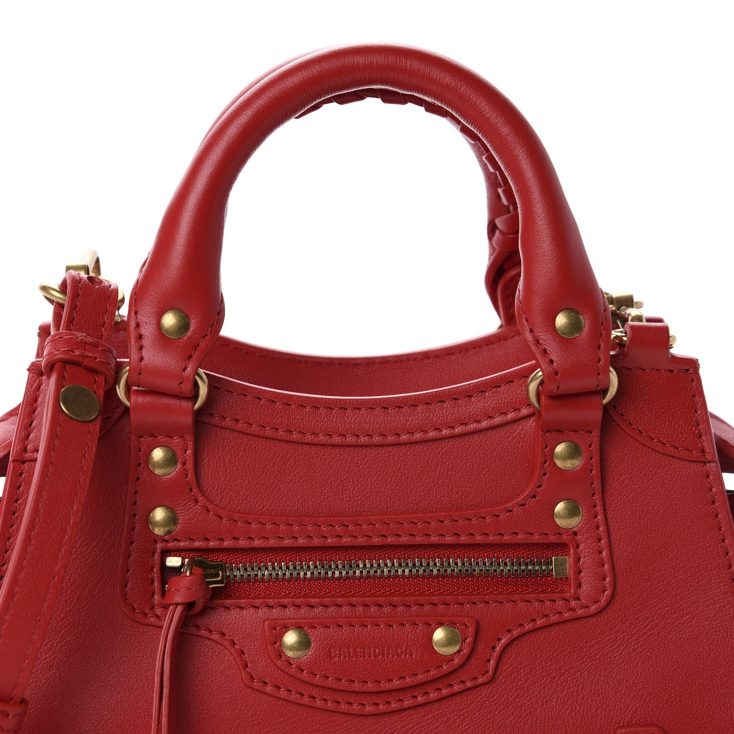 Balenciaga Smooth Calfskin Neo Classic Brass Hardware Mini City Red 11 of 11