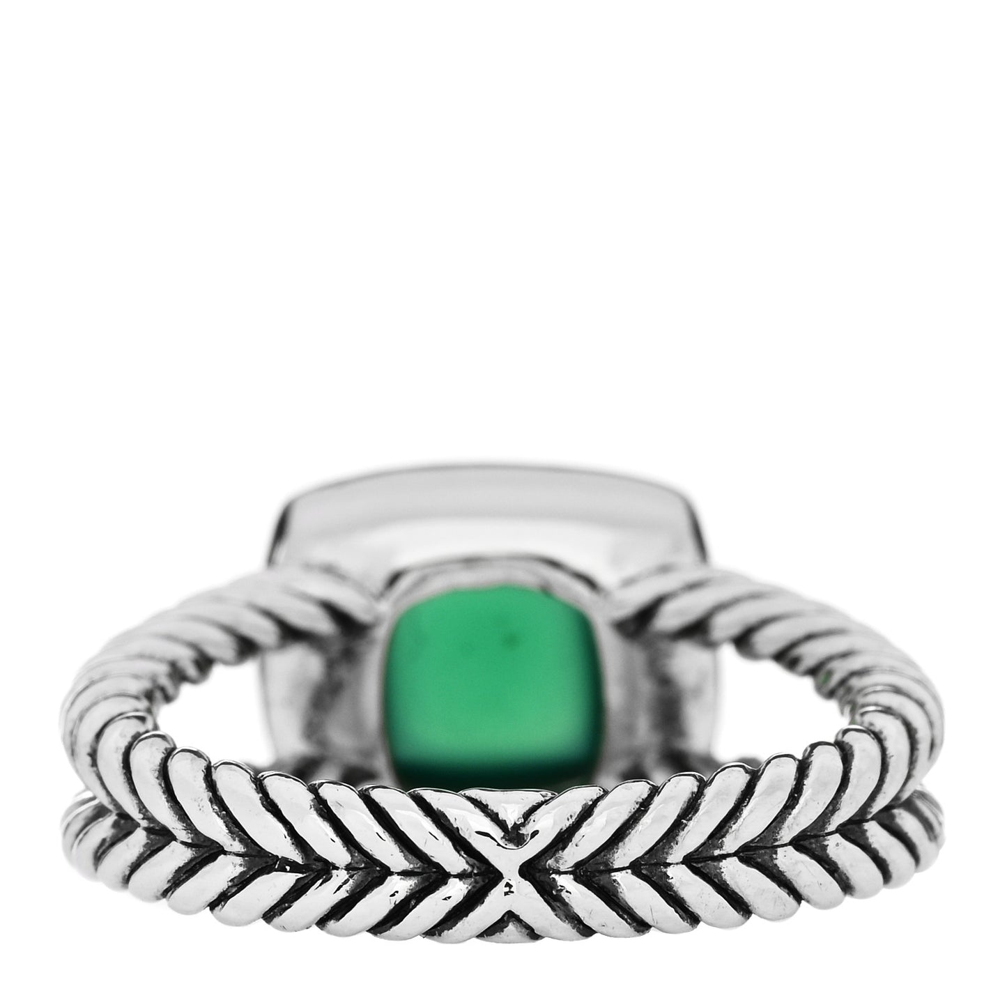 Sterling Silver Diamond Green Onyx 7mm Petite Albion Ring 52 6