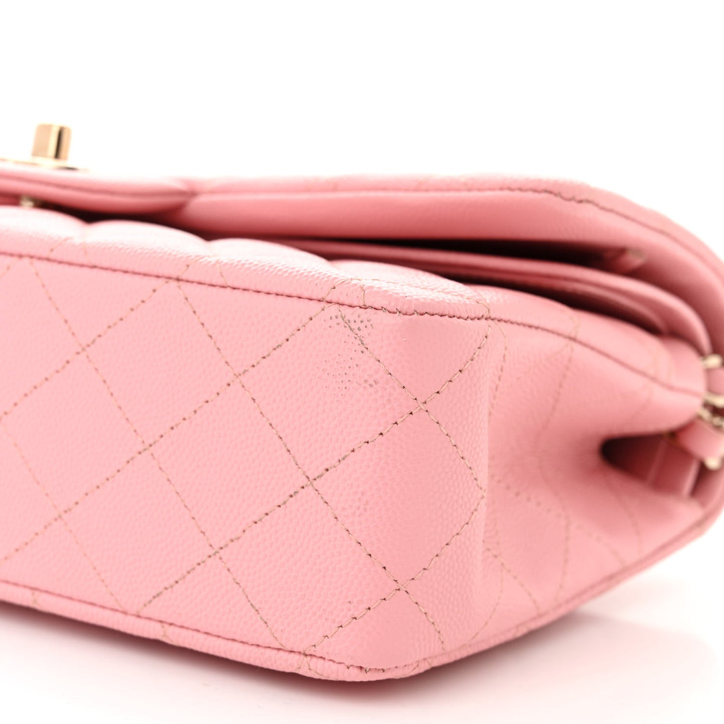 Caviar Quilted Medium Double Flap Light Pink