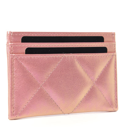 Chanel Iridescent Calfskin Quilted Chanel 19 Card Holder Pink 3 of 9