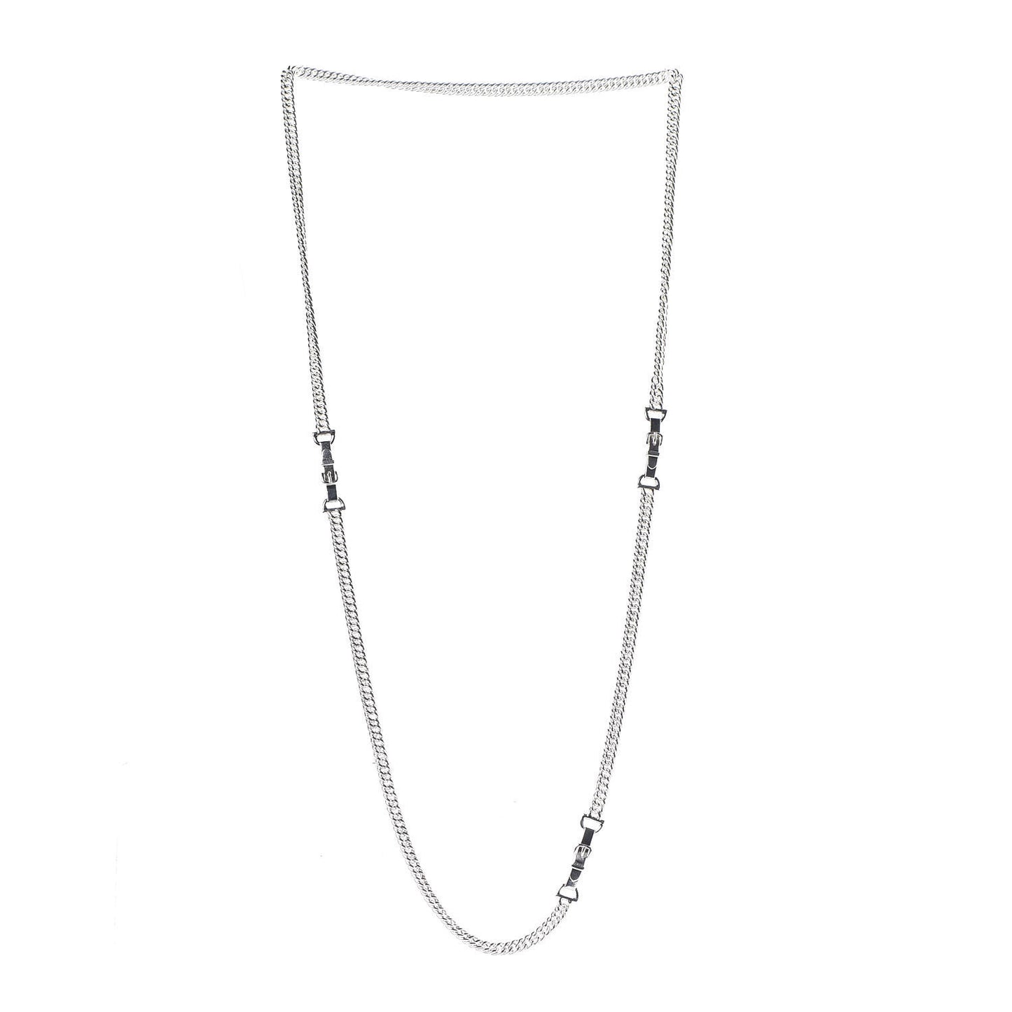 Sterling Silver Belt Buckle Chain Necklace