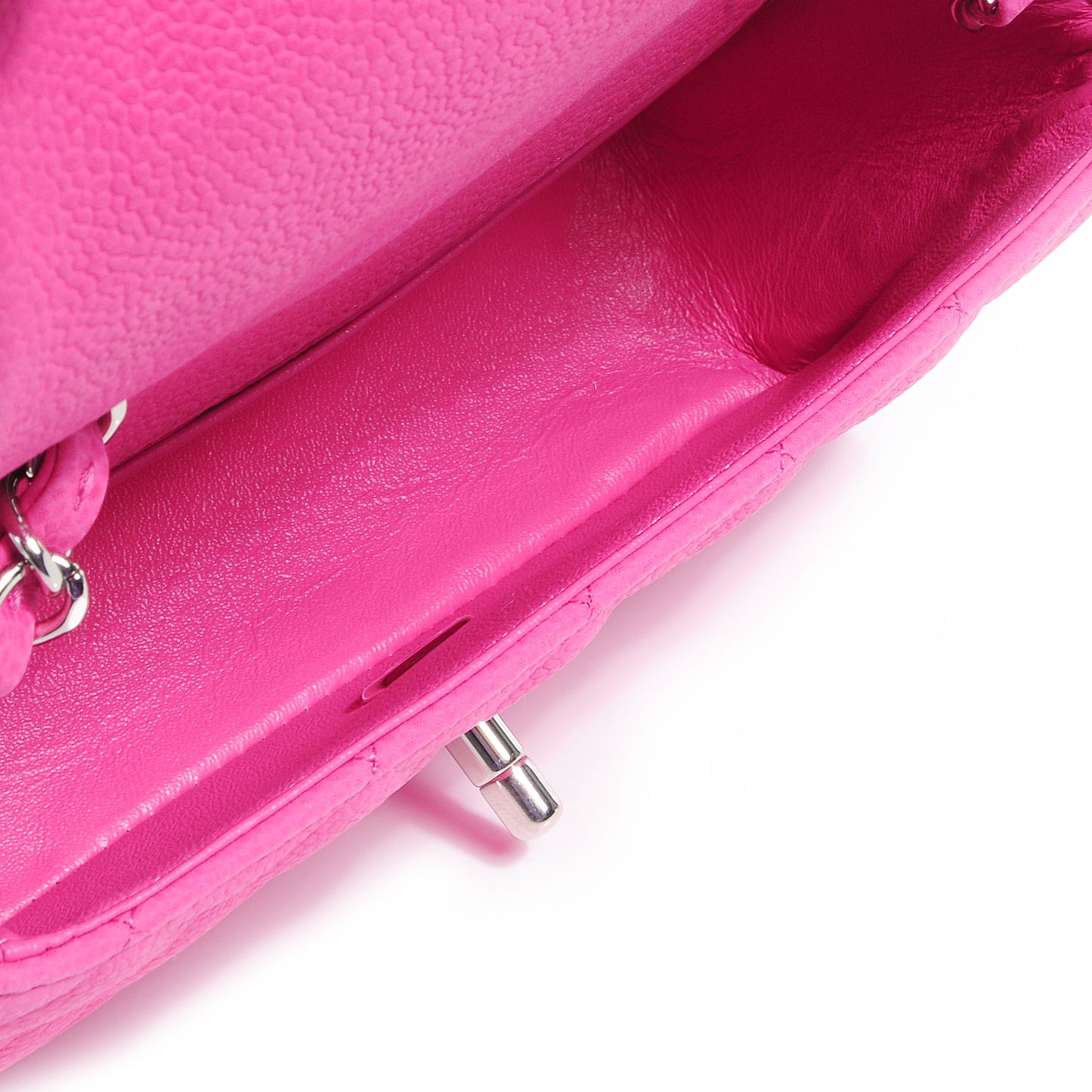 Iridescent Caviar Quilted Mini Flap Pink