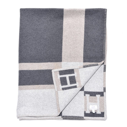 Hermes Wool Cashmere Avalon Bayadere Blanket Galet Ecru 3 of 4