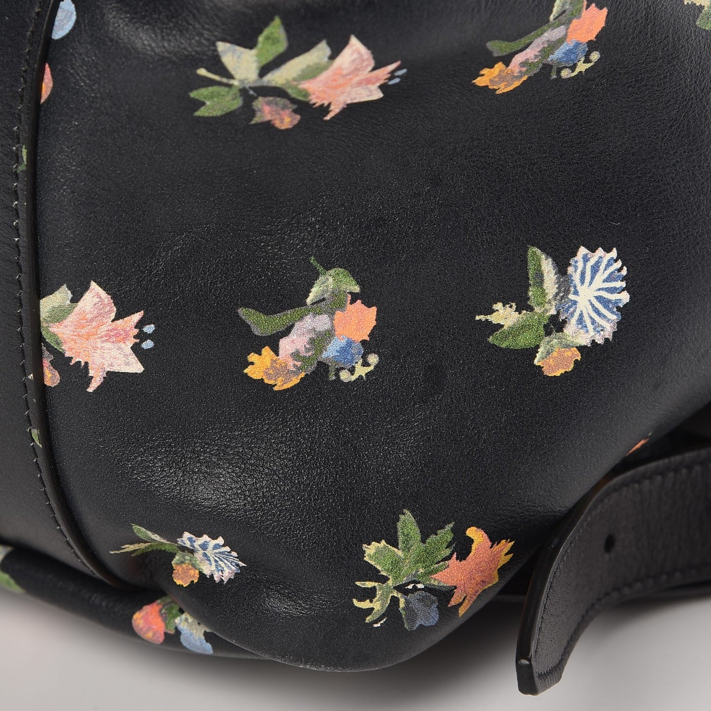 Calfskin Prairie Flower Printed Festival Backpack Black Multicolor