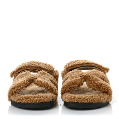Hermes Woolskin Mens Chypre Sandals 42.5 Beige Gobi 2 of 8