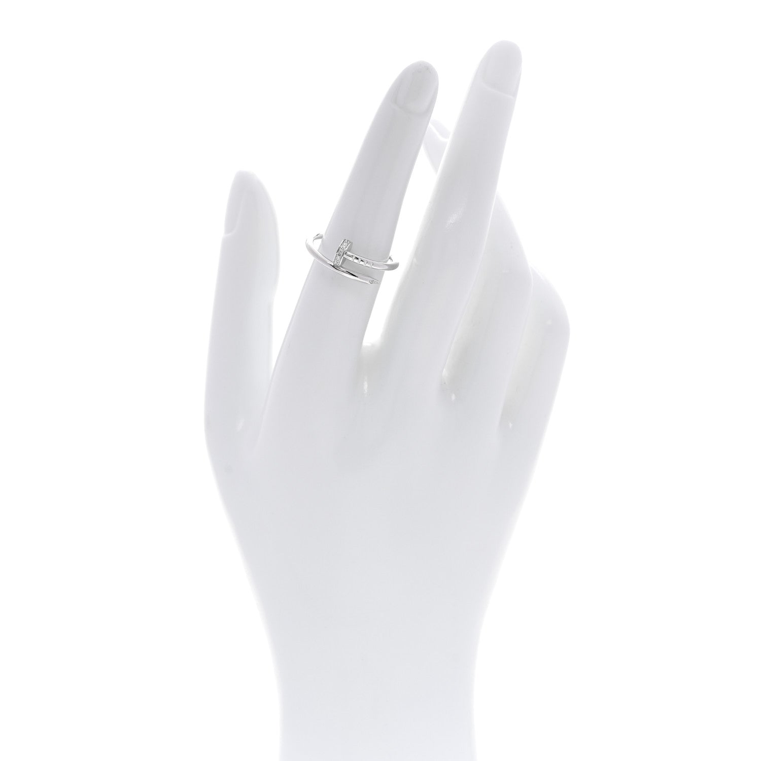 Cartier 18K White Gold Diamond Small Juste Un Clou Ring 53 6.5 2 of 5