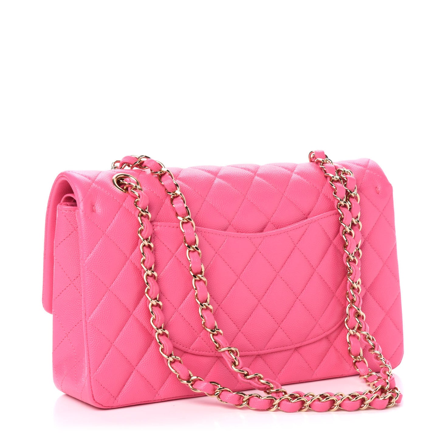 Caviar Quilted Medium Double Flap Pink