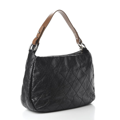 Chanel Glazed Calfskin On The Road Hobo Black 3 of 10