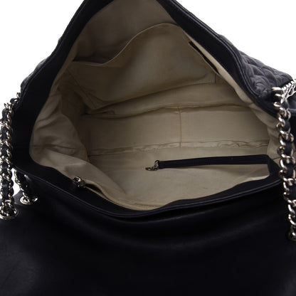 Chanel Washed Lambskin Quilted Chain Around Maxi Flap Dark Navy Blue 5 of 10