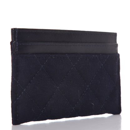 Chanel Wool Quilted Paris-Hamburg Charms Card Holder Navy 3 of 9