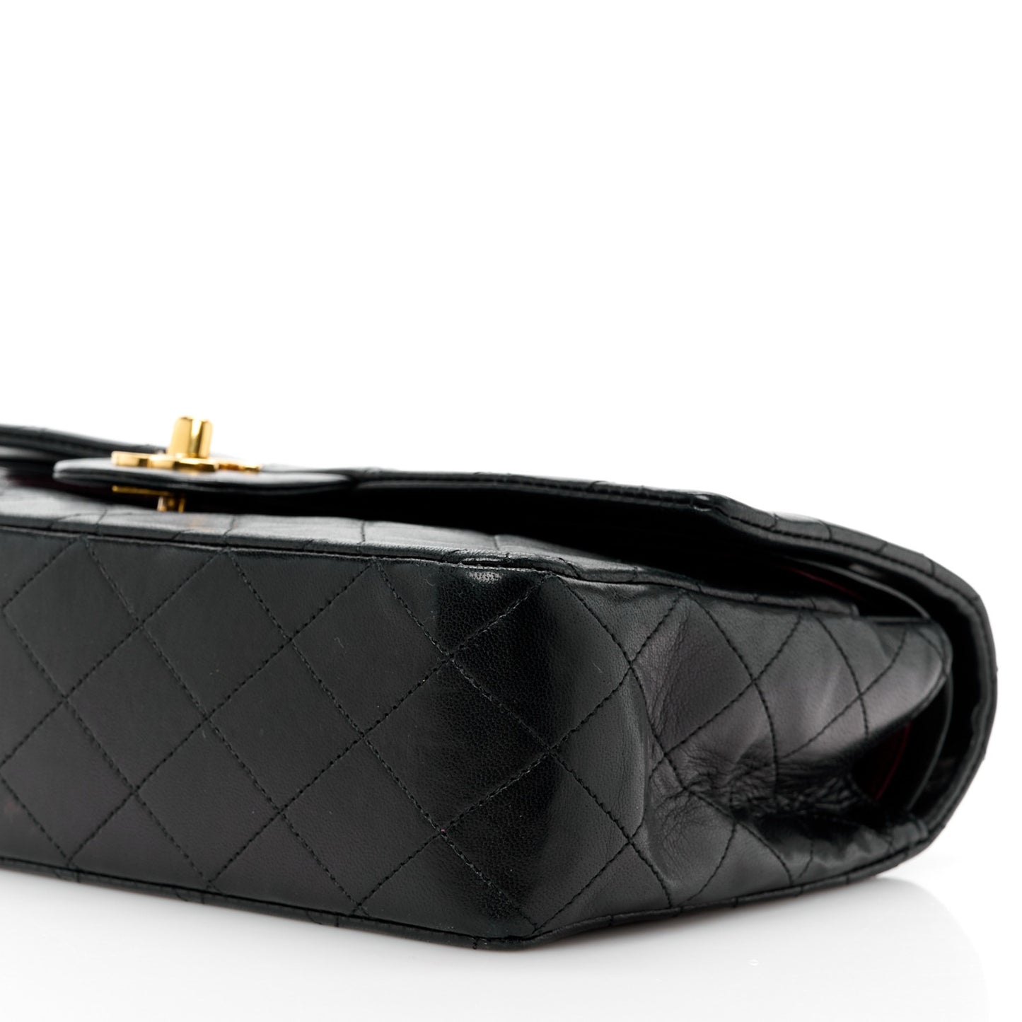 Lambskin Quilted Medium Double Flap Black