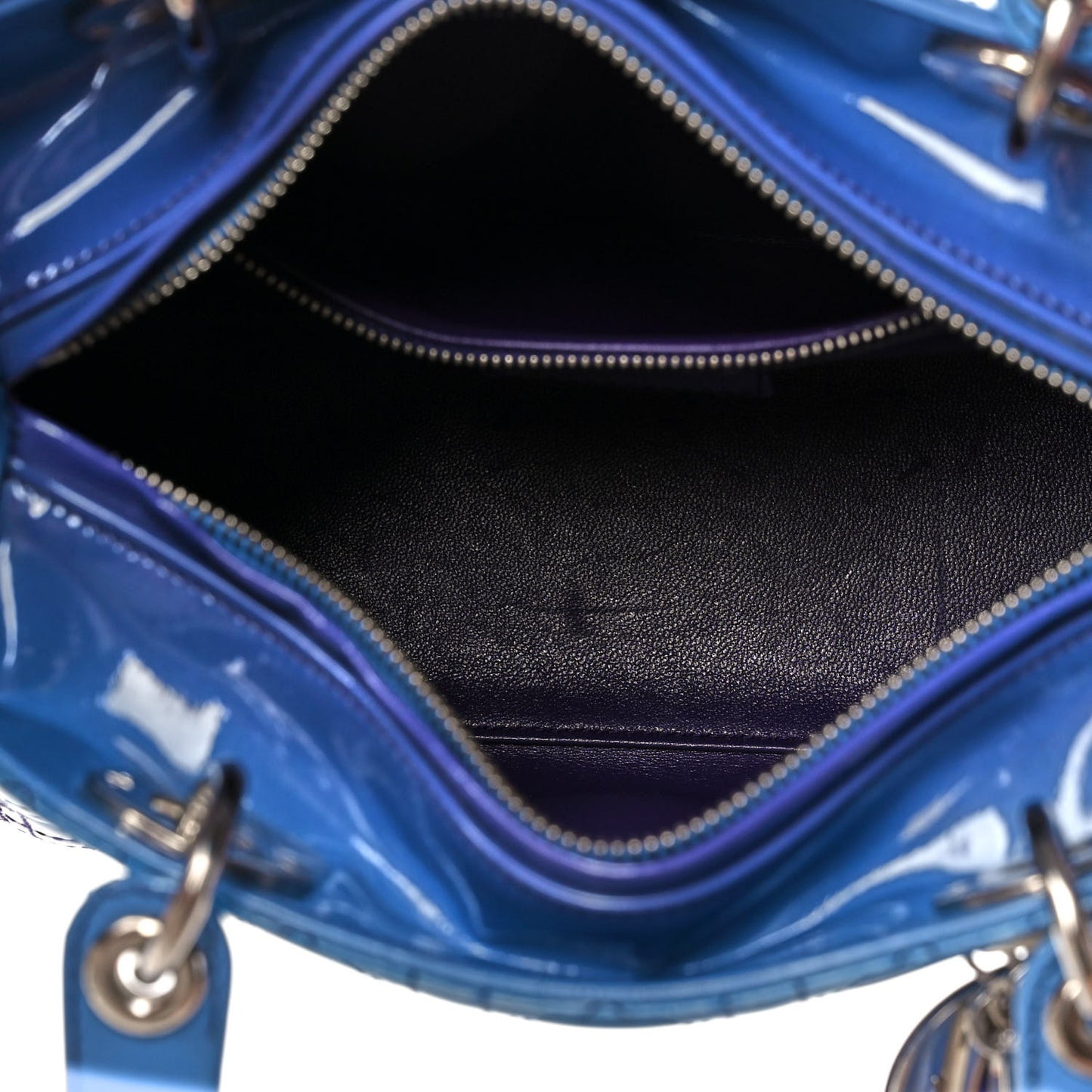 Patent Cannage Gradient Medium Lady Dior Purple Blue
