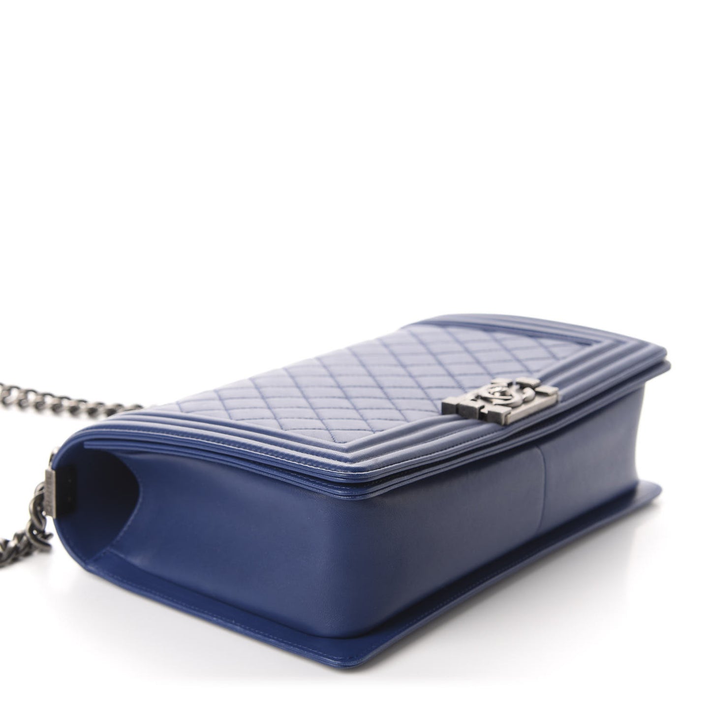 Lambskin Quilted New Medium Boy Flap Dark Blue