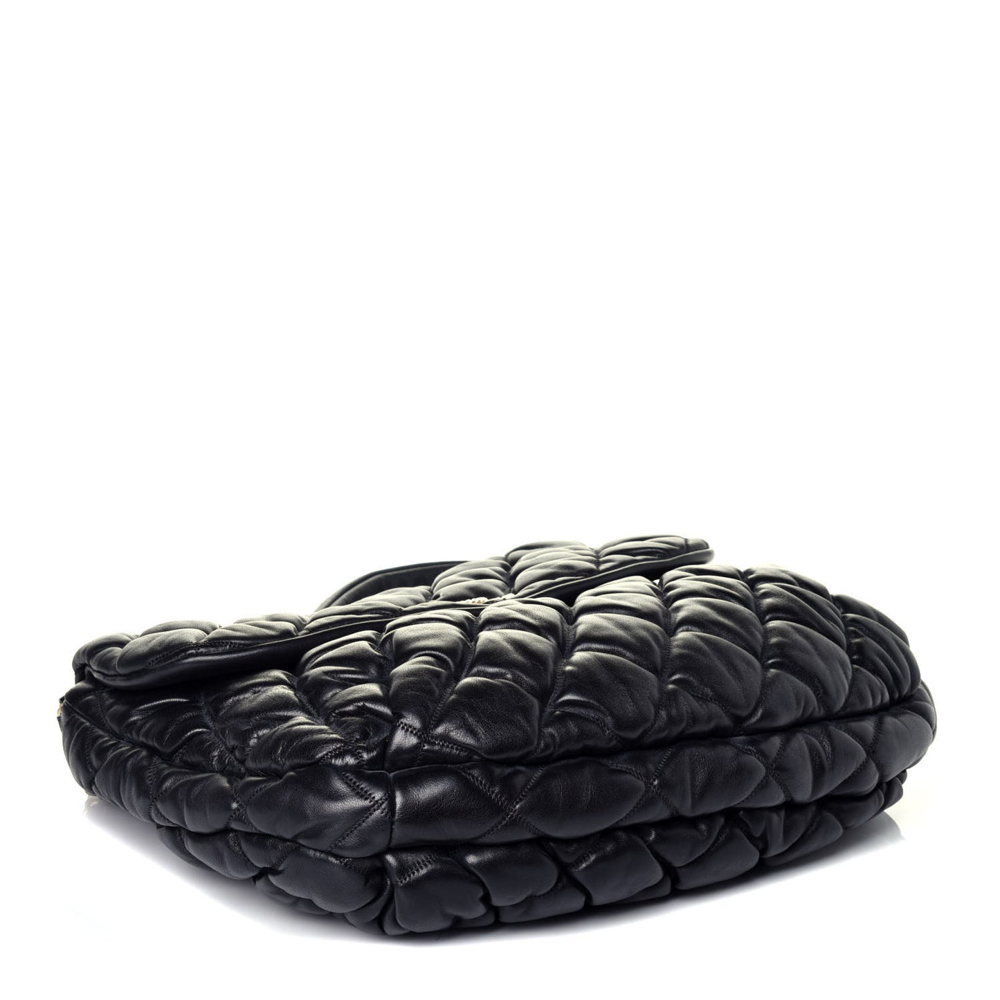 Lambskin Bubble Quilt Flap Bag Black