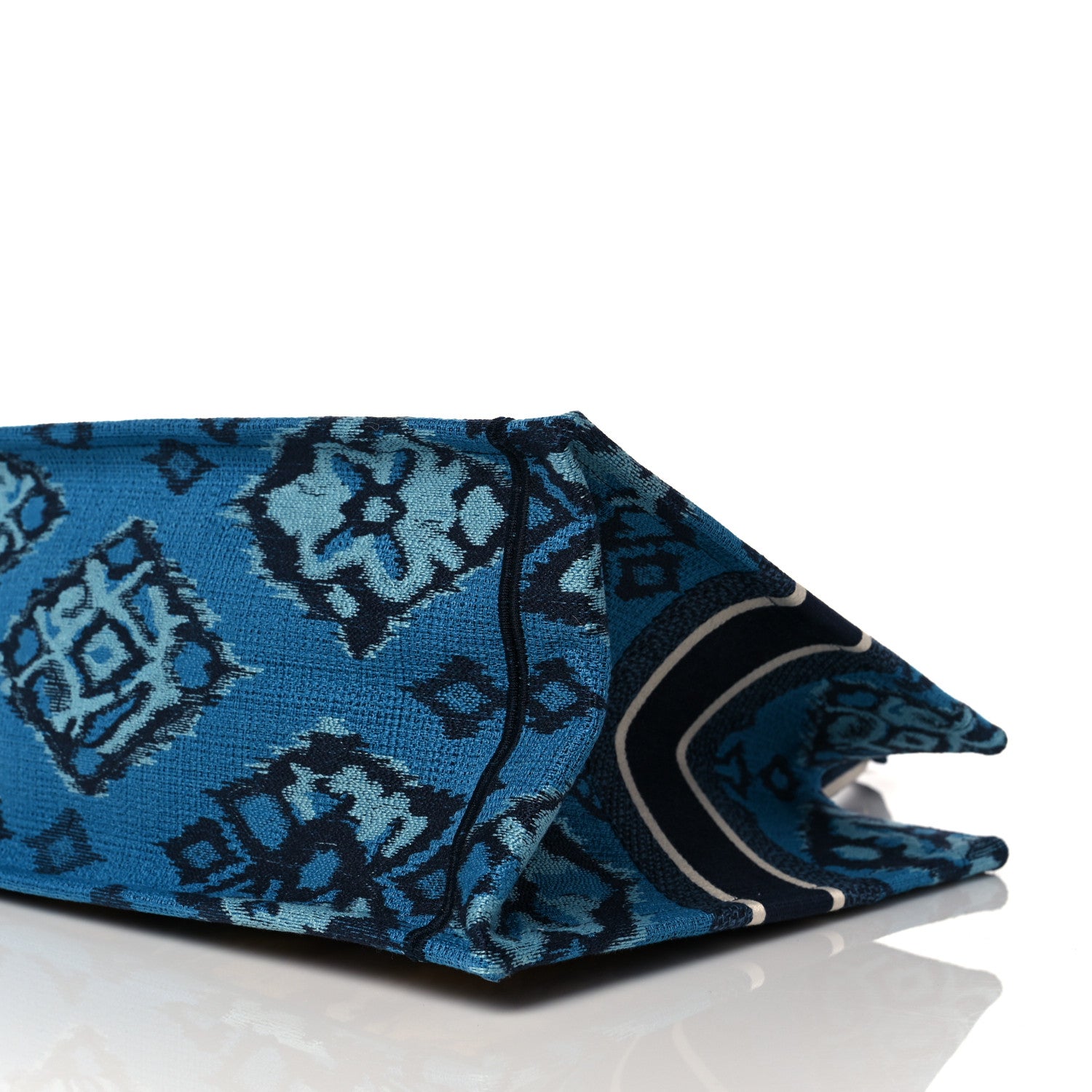 Christian Dior Canvas Embroidered Paisley Medium Book Tote Blue Multicolor 6 of 9
