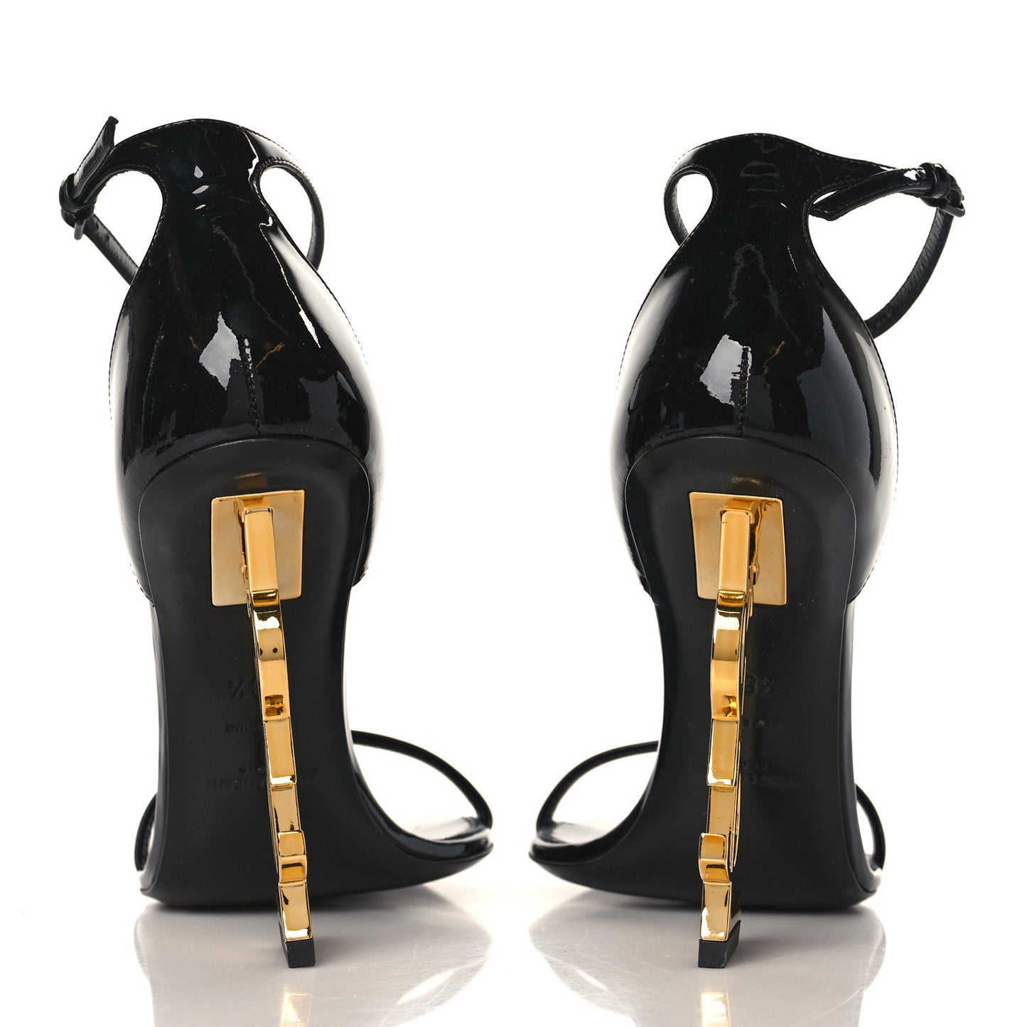 Patent Calfskin Opyum 110 Sandals 38.5 Black Gold